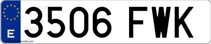Ejemplo de matrícula española 3506 FWK