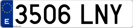 Ejemplo de matrícula de coche ordinaria 3506 LNY