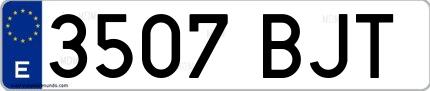 Ejemplo de matrícula española 3507 BJT