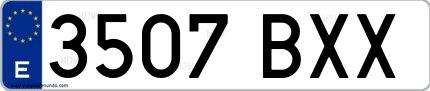 Ejemplo de matrícula española 3507 BXX