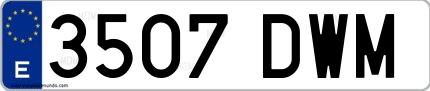 Ejemplo de matrícula española 3507 DWM