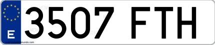 Ejemplo de matrícula española 3507 FTH