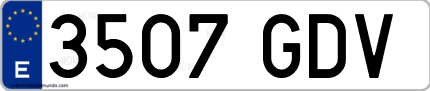 Ejemplo de matrícula de coche ordinaria 3507 GDV