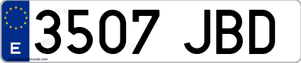 Ejemplo de matrícula de coche ordinaria 3507 JBD