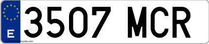 Ejemplo de matrícula de coche ordinaria 3507 MCR