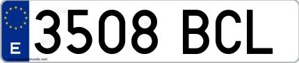 Ejemplo de matrícula española 3508 BCL
