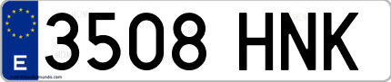 Ejemplo de matrícula de coche ordinaria 3508 HNK