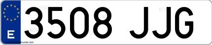 Ejemplo de matrícula española 3508 JJG