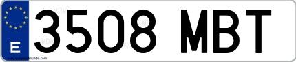 Ejemplo de matrícula española 3508 MBT