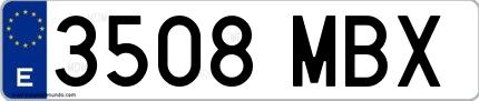 Ejemplo de matrícula de coche ordinaria 3508 MBX
