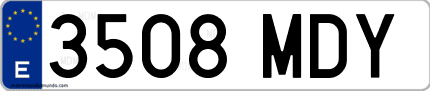 Ejemplo de matrícula de coche ordinaria 3508 MDY
