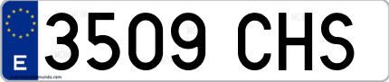 Ejemplo de matrícula de coche ordinaria 3509 CHS