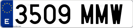 Ejemplo de matrícula de coche ordinaria 3509 MMW