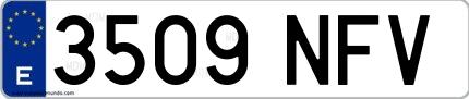 Ejemplo de matrícula española 3509 NFV