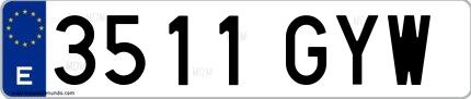 Ejemplo de matrícula española 3511 GYW