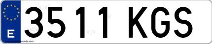 Ejemplo de matrícula española 3511 KGS