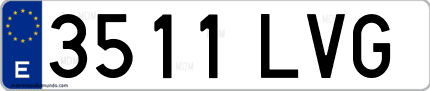 Ejemplo de matrícula de coche ordinaria 3511 LVG