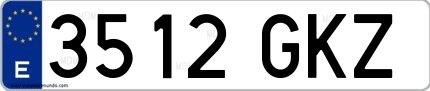 Ejemplo de matrícula española 3512 GKZ
