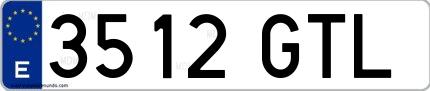 Ejemplo de matrícula española 3512 GTL