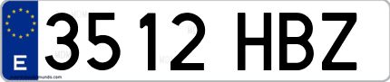 Ejemplo de matrícula de coche ordinaria 3512 HBZ
