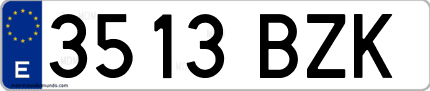 Ejemplo de matrícula de coche ordinaria 3513 BZK