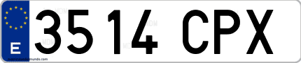 Ejemplo de matrícula de coche ordinaria 3514 CPX
