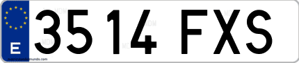 Ejemplo de matrícula de coche ordinaria 3514 FXS