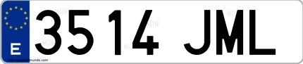 Ejemplo de matrícula española 3514 JML