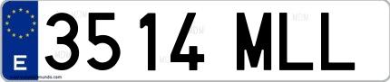 Ejemplo de matrícula española 3514 MLL