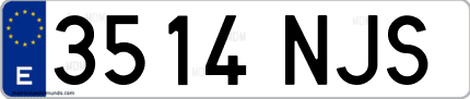 Ejemplo de matrícula de coche ordinaria 3514 NJS