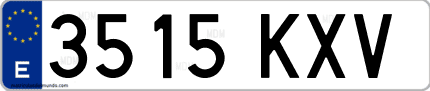 Ejemplo de matrícula de coche ordinaria 3515 KXV