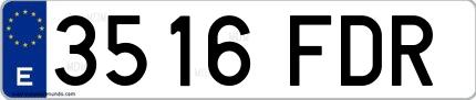 Ejemplo de matrícula española 3516 FDR