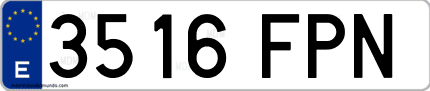 Ejemplo de matrícula de coche ordinaria 3516 FPN
