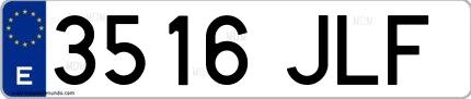 Ejemplo de matrícula de coche ordinaria 3516 JLF