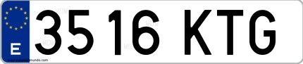 Ejemplo de matrícula española 3516 KTG