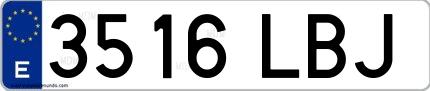 Ejemplo de matrícula española 3516 LBJ