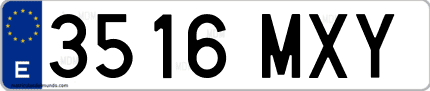 Ejemplo de matrícula de coche ordinaria 3516 MXY