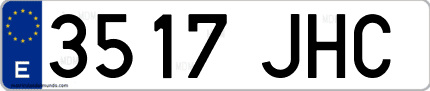 Ejemplo de matrícula de coche ordinaria 3517 JHC