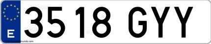 Ejemplo de matrícula de coche ordinaria 3518 GYY