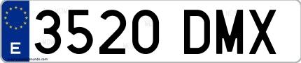 Ejemplo de matrícula española 3520 DMX