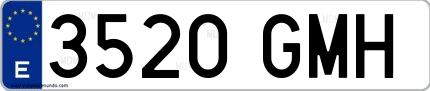 Ejemplo de matrícula española 3520 GMH
