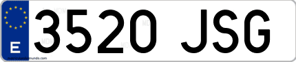 Ejemplo de matrícula de coche ordinaria 3520 JSG