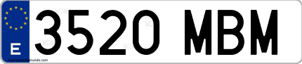 Ejemplo de matrícula de coche ordinaria 3520 MBM
