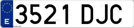 Ejemplo de matrícula de coche ordinaria 3521 DJC