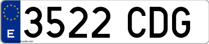 Ejemplo de matrícula de coche ordinaria 3522 CDG