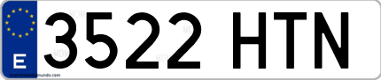 Ejemplo de matrícula de coche ordinaria 3522 HTN