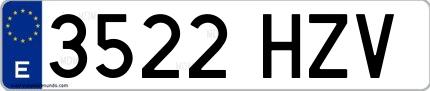 Ejemplo de matrícula española 3522 HZV