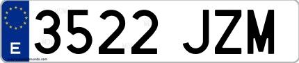Ejemplo de matrícula española 3522 JZM