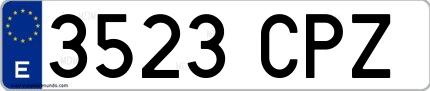 Ejemplo de matrícula española 3523 CPZ