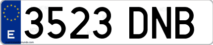 Ejemplo de matrícula de coche ordinaria 3523 DNB
